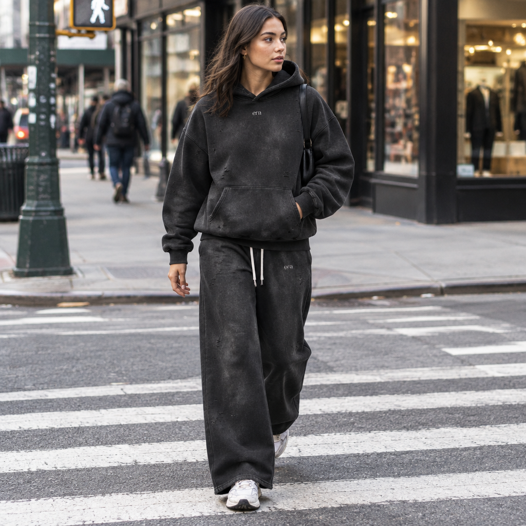 Black set on a city street