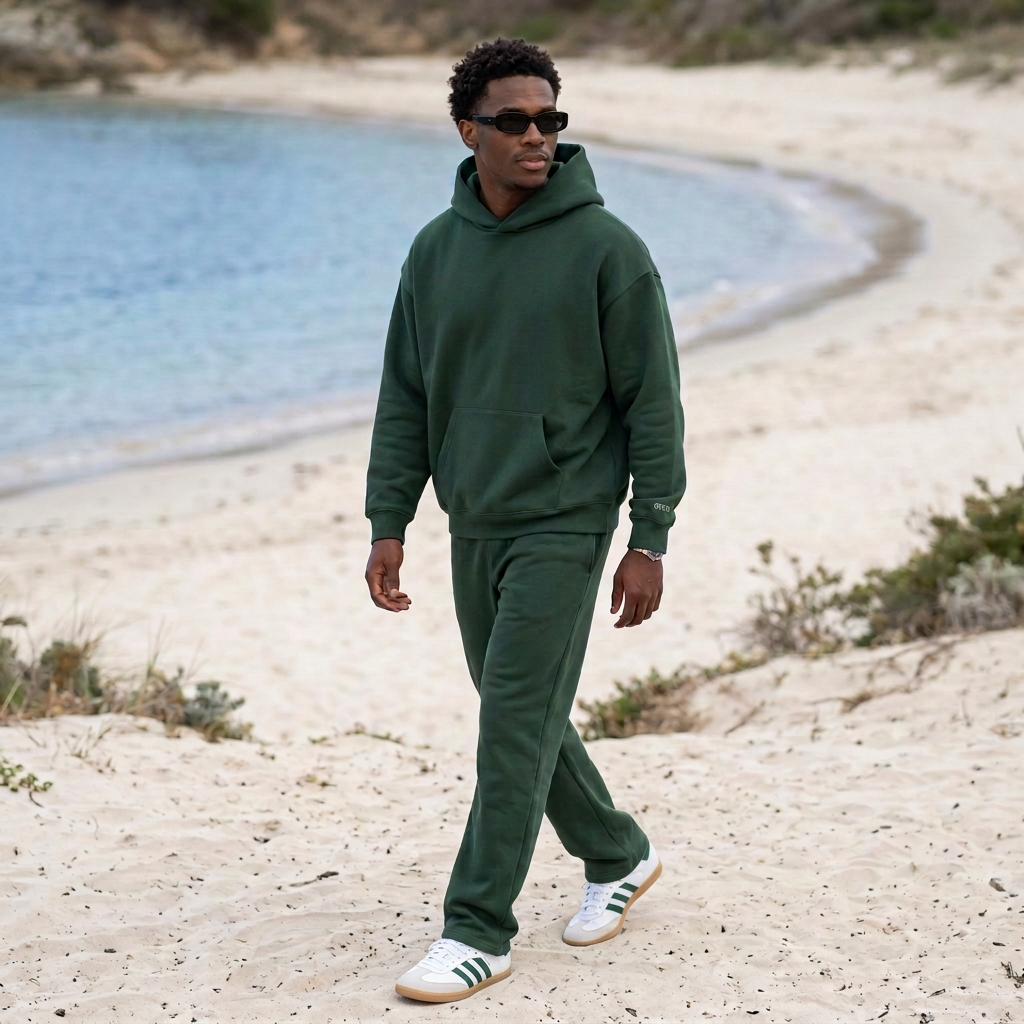 Blackish Green matching set with replacement white and dark-green sneakers