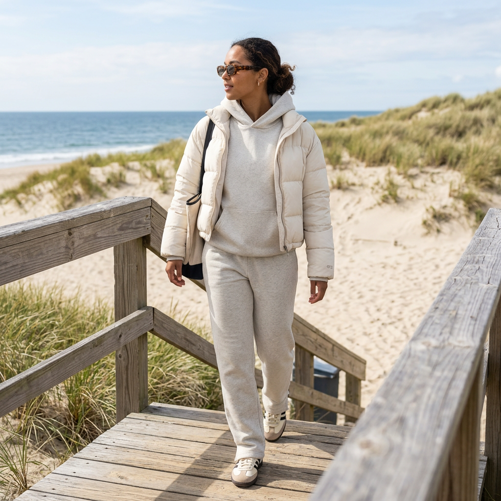 Oat Gray women’s coastal matching-set styling